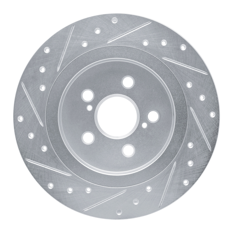 Lexus CT200H Brake Rotor (1) - Rear Right - R1 Concepts - Drilled & Slotted - Silver - `11-`17